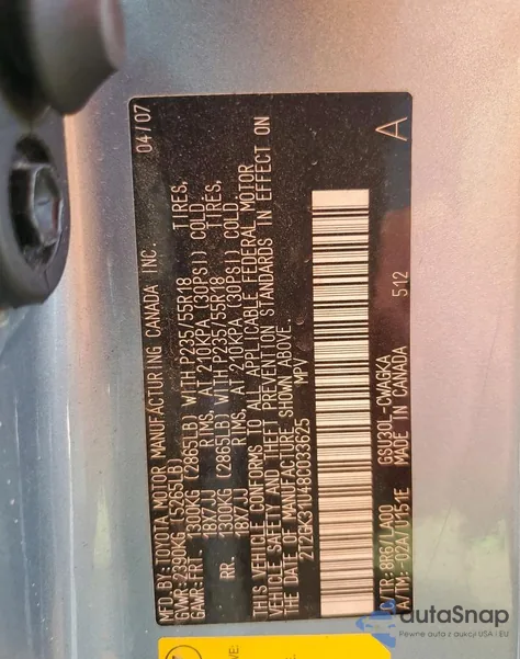 2008 Lexus Rx 350 из США, поврежденный, VIN 2T2GK31U48C033625